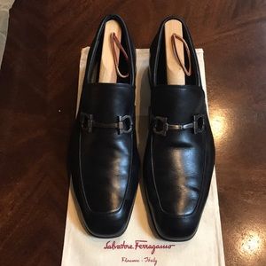 Salvatore Ferragamo Classic Blk Leather Dress Shoe